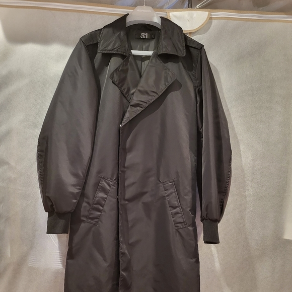 SIMONS Le31 Fashion Nylon Trench Coat with Side Zippers & Elastic Cuff - Picture 1 of 8